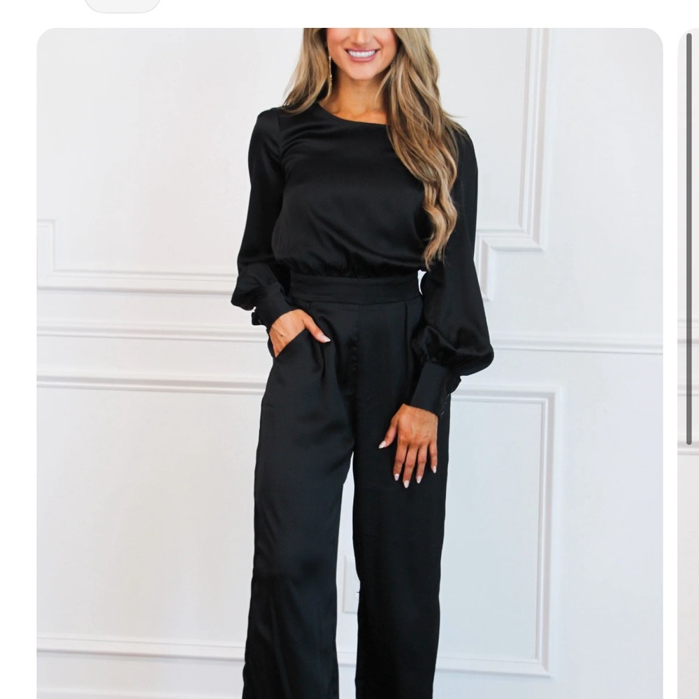 Rose satin jumpsuit